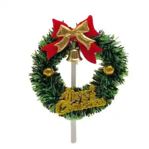 Yılbaşı Pasta Süsü Çelenk Merry Christmas 50'li