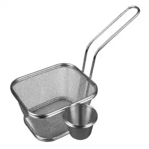 Patates Kızartma Sunum Sepeti, Kare, Sosluklu