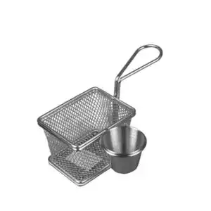 Patates Kızartma Sunum Sepeti, Kare, Sosluklu